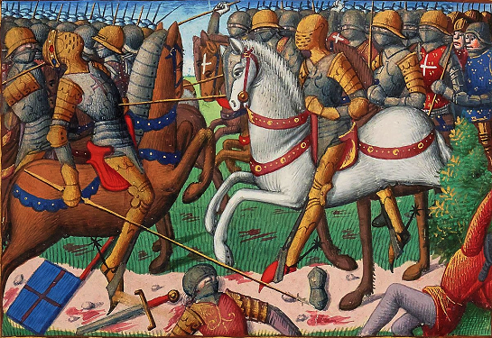 Bataille du Vieil Baugé - par Martial d'Auvergne - enluminure issue de l'ouvrage Vigiles de Charles VII - Paris - XVe siècle